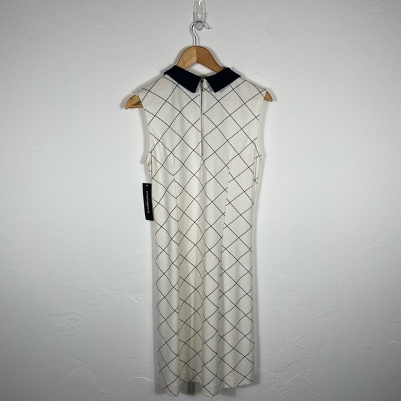 NWT Sharagano Cream and Navy Sleeveless Dress - Picture 5 of 6